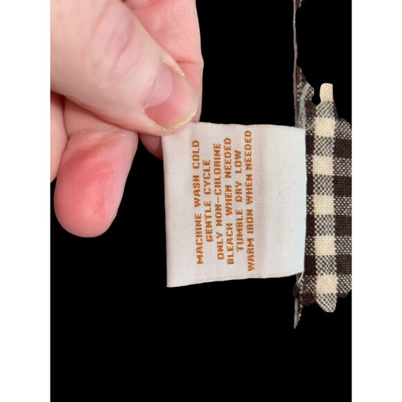 Embroidered Linen Cotton Table Runner 6 Napkins Ponderosa Brown Gingham 2 Sided - Picture 6 of 12